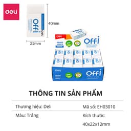 Thumbnail Gôm Tẩy Deli - Trắng - Phù hợp thi trắc nghiệm - 1 chiếc / 2 chiếc - EH03010/EH00110 2