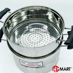 Thumbnail Nồi Hấp Inox 2 tầng 2 đáy từ nắp kính thương hiệu HG Mart 2