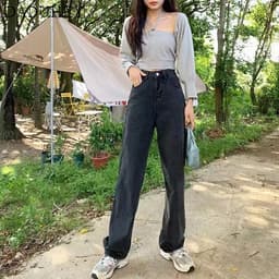 Thumbnail Quần jean Daduhey ống rộng dáng suông rộng mỏng cạp cao thời trang mới mùa hè 2022 3