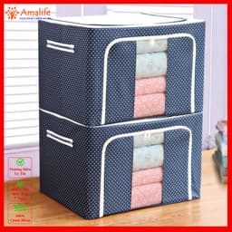 Thumbnail Hộp Vải Đựng Quần Áo Chăn Màn Khung Thép Loại To 66 Lít Gấp Gọn 50*40*33cm, Túi Đựng Đồ Khung Thép Chính Hãng Amalife 3