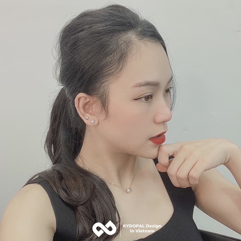 Ảnh Bông tai bạc 925 KYDOPAL nụ khuyên đính đá cá tính trang sức bạc Ý cao cấp - 9K4 2