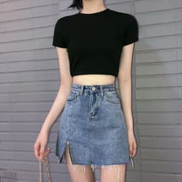 Thumbnail Chân váy jean Màu Đen Lưng Cao Dáng Ôm Thời Trang Mùa Hè Phong Cách Hàn Quốc 4