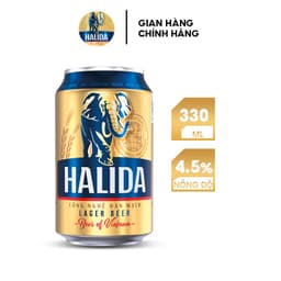 Thumbnail Nồng độ cồn 4.5% - Thùng 24 lon bia Halida 330ml (24x330ml) 1