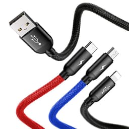 Thumbnail Cáp sạc Baseus Three Primary Colors sạc nhanh 3.5A ,3 đầu kết nối ( Type-C/Micro/IP) dài 1,2m 2