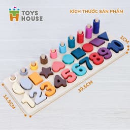 Thumbnail Bảng gỗ học chữ số, hình khối và tập đếm giáo dục sớm cho trẻ Toyshouse 574 Đồ chơi lắp ghép cho bé, 1