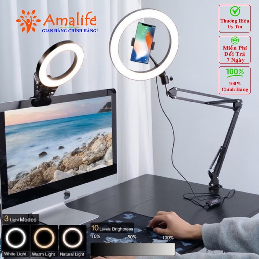 Ảnh Giá Đỡ Điện Thoại, Máy Tính Bảng 12 - 18cm, Ipad Xem Phim Lướt Web Livetream Kẹp Đầu Giường, Kẹp Bàn Chính Hãng Amalife 4