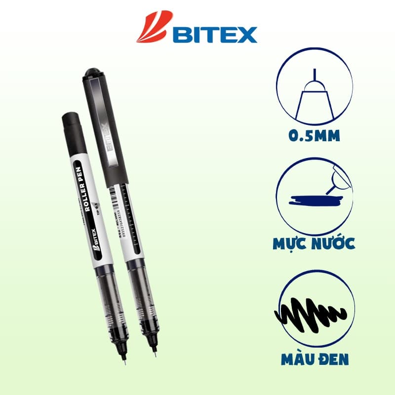 Ảnh Bút lông bi Bitex R02 mực xanh, đỏ, đen ngòi 0.5mm 3