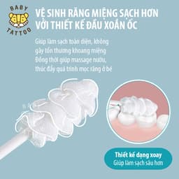 Thumbnail BABY TATTOO Que Rơ Làm Sạch Răng Miệng Đầu Xoắn Ốc Xoay 360 Độ, Chuyên Dụng Cho Bé 0-2 Tuổi 3