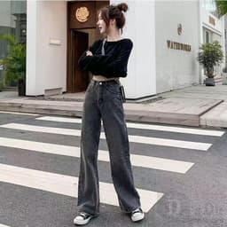 Thumbnail Quần Jean Nữ Lưng Cao Rách Gối 3 Màu 4