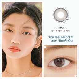 Thumbnail Lens Mắt 1 Ngày Ann365 Indie Gray Xám Thạch Anh - Kính Áp Tròng Ann365 Xám Đủ Độ 1