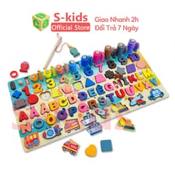 Thumbnail Đồ chơi bảng chữ cái thông minh S-kids, bộ trò chơi câu cá và ghép số học bằng gỗ cho bé. 4