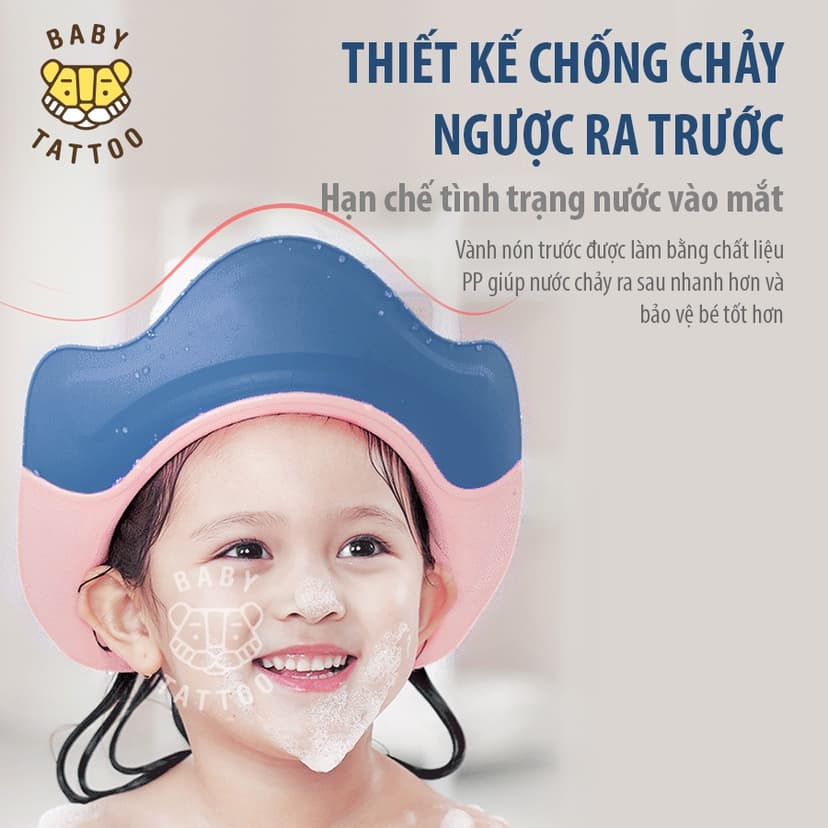 Ảnh BABY TATTOO Nón Tắm Hình Vương Miện, Thiết Kế Nước Chảy Ra Sau, Hỗ Trợ Cho Bé 3
