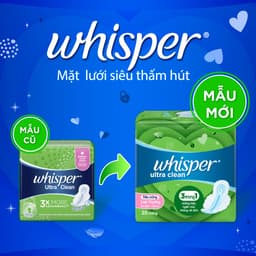 Thumbnail Băng Vệ Sinh WHISPER Ultra CLean Mặt Lưới Cho Ngày Thường 24cm - Gói 10 Miếng/18 Miếng 2