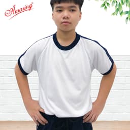 Thumbnail Áo thun thể dục 3 sọc vai, cổ bẻ và cổ tròn, đồng phục thể thao cho học sinh nam nữ, từ 20-105kg 4