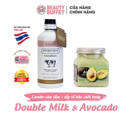 Thumbnail Combo sữa tắm trắng da Double Milk 350ml và Tẩy tế bào chết body làm sáng mịn da Scentio Avocado 350ml 1