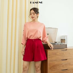 Thumbnail Quần short nữ cạp cao KAMONG dáng quần ống rộng đủ màu, đủ size Q003 4