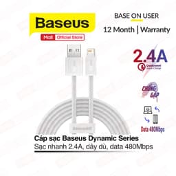 Thumbnail Cáp sạc Baseus Dynamic Series USB dùng cho 6/7/8/10/11/12/13/14 sạc nhanh 2.4A data tốc độ cao, dây bọc dù, dài 1m/2m 2