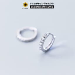 Thumbnail Khuyên tai bạc Tròn Diamond line Bông tai bạc Tiệm bạc 21 Centimeters ( Bán theo chiếc ) 1