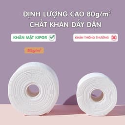 Thumbnail Khăn mặt khô đa năng Kipor dùng 1 lần lau khô, lau ướt - Kích thước 20x20 - Cuộn 60 khăn - Hàng chính hãng 3