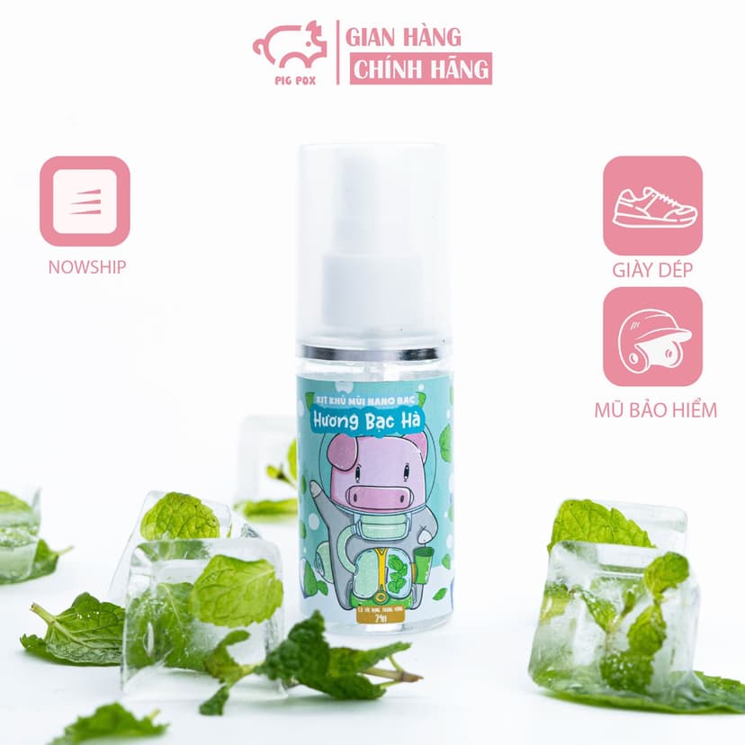 Ảnh Xịt khử mùi nano bạc PIGPOX hương sen dùng cho giày dép, mũ bảo hiểm, quần áo chai 50ml 3