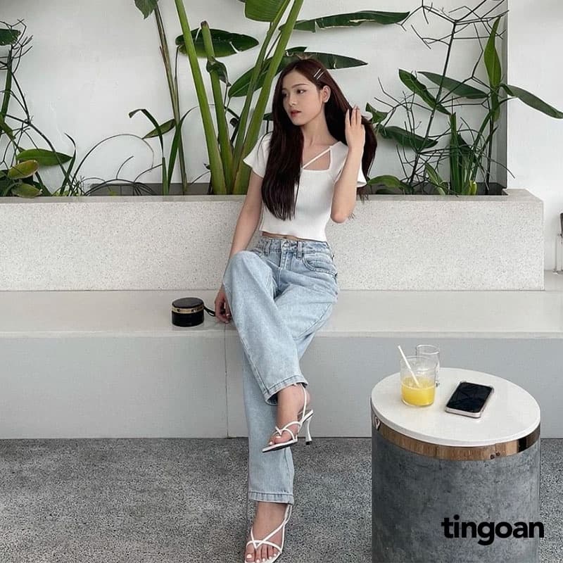 Ảnh TINGOAN® - Áo len xù crop ngắn tay chéo dây nude MISSIN' U TOP/ND phiên bản mới nhất tháng 10 năm 2023 4