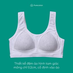 Thumbnail Áo lót học sinh Purecotton MÀU XÁM cho bé gái mới lớn chất liệu cotton kiểu dáng chui đầu - đệm mỏng 3