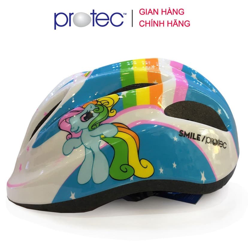 Ảnh Mũ bảo hiểm xe đạp dành cho bé gái 1-12 tuổi Protec SMILE, họa tiết xinh xắn đáng yêu, có đèn hậu an toàn 2