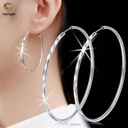 Thumbnail Bông tai bạc Ý 925 Huệ Ngân - Vòng tròn cá tính RYE30001 2