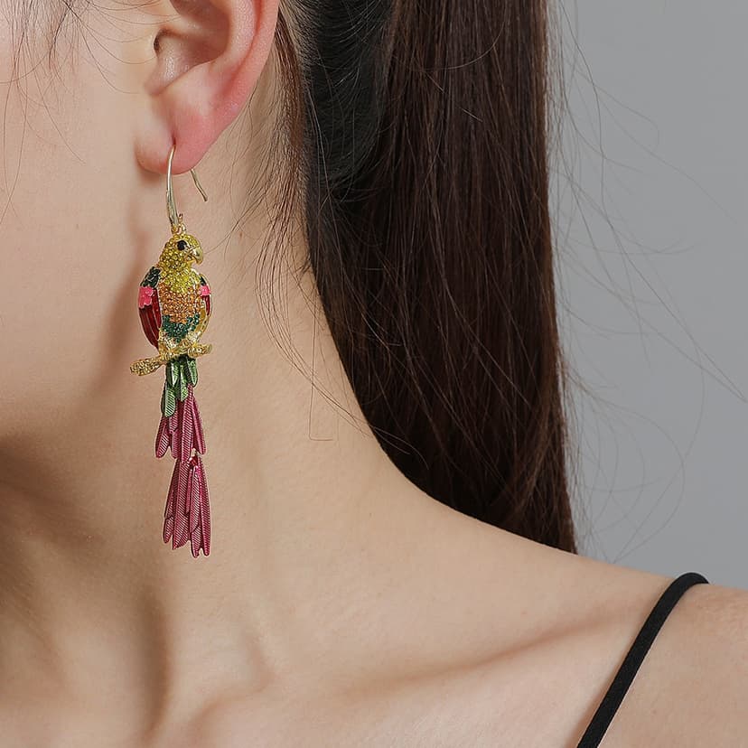 Ảnh Bông tai PINKDUDU OG078 dáng dài đính đá nhiều màu thời trang cho nữ 1