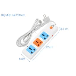 Thumbnail Ổ Cắm Điện Nối Dài COMET CES10302 2500W Dài 2m, 3 lỗ 3 chấu, có cầu chì bảo vệ 3