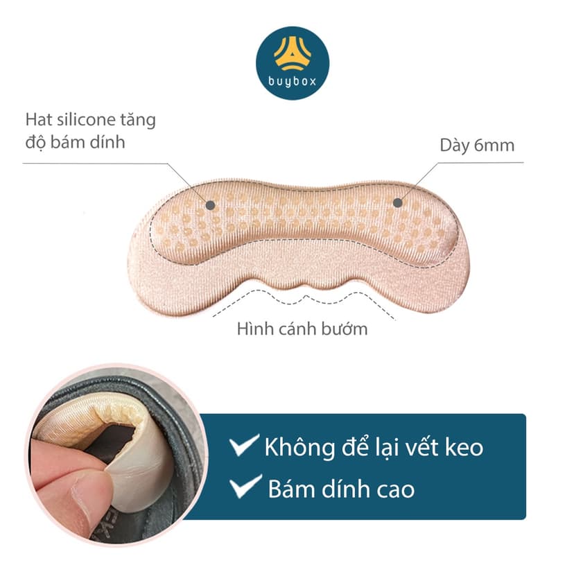 Ảnh Lót gót giày có hạt silicone tăng độ bám, chống trầy, bảo vệ gót sau, giảm size - buybox - BBPK223 4