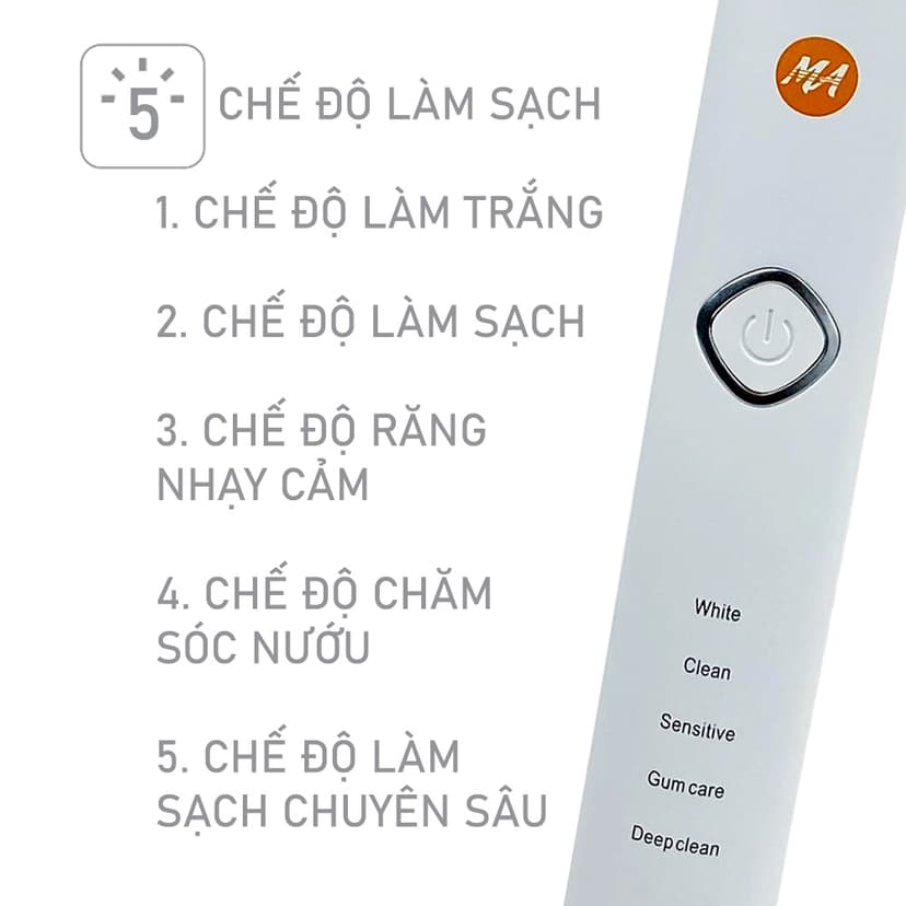 Ảnh Bàn chải điện MaxAir công nghệ sóng âm Sonic, 5 chế độ rung, tặng kèm 2 đầu bàn chải, hàng chính hãng, BH 12T 3