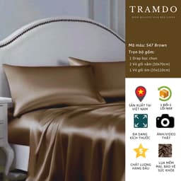 Thumbnail Bộ Chăn Ga Gối Lụa Cao Cấp NITE9SILK TRAMDO BEDDING Màu Nâu 2