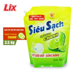 Thumbnail Nước rửa chén LIX 3.5KG siêu sạch hương chanh loại túi N4301 làm sạch vết bẩn dầu mỡ không hại da tay 3