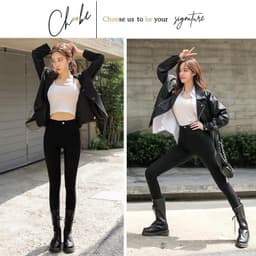 Thumbnail Quần tregging nữ Choobe lưng cạp cao dài dáng thun ôm bó legging skinny vải giữ nhiệt màu đen Q13 2