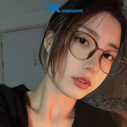 Thumbnail Mắt kính cận có độ sẵn 0 - 6 độ nữ, nam tròn gọng nhựa màu đen, nâu, xám 7K39002. Tròng chống UV, ánh sáng xanh, đổi màu 2
