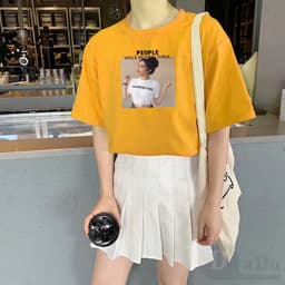 Thumbnail Mũ Lưỡi Trai Phong Cách Hàn Quốc Thời Trang Mùa Hè  Áo Thun Tay Ngắn Cổ Tròn Dáng Rộng In Họa Tiết Hoạt Hình Thời Trang Xinh Xắn Cho Nữ 4