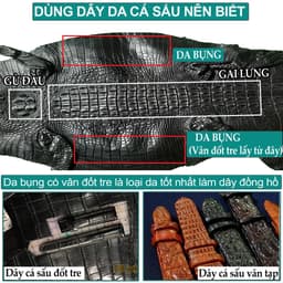 Thumbnail Dây đồng hồ nam da cá sấu đốt tre khâu tay thủ công D103-Bụi Leather size 18mm, 20mm, 22mm, 24mm 3