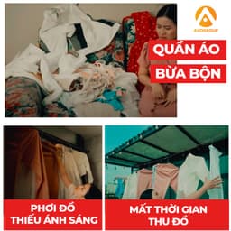 Thumbnail Giàn phơi quần áo AVOHOME loại sào treo đồ thông minh dạng giá phơi gấp gọn có bánh xe, thiết kế kiểu sào inox 3