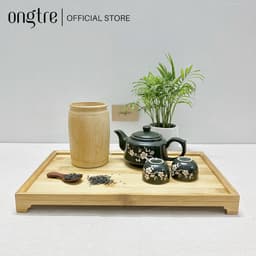 Thumbnail Khay trà tre ONGTRE hình chữ nhật có tay cầm, thành cao, đã xử lý mối mọt cong vênh 4