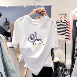 Thumbnail Áo thun cotton daduhey tay ngắn dáng rộng plus size phong cách Hàn Quốc thời trang 2021 cho nữ 1