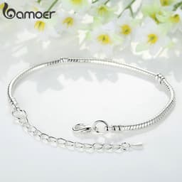 Thumbnail Vòng tay BAMOER chất liệu đồng màu bạc đơn giản quyến rũ cho nữ DIY 3