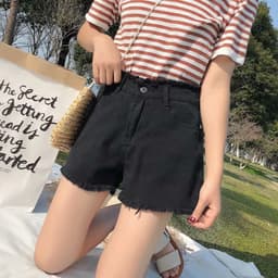 Thumbnail Quần Short Denim Lưng Cao Dáng Rộng Phong Cách Hàn Quốc Thời Trang Mùa Hè 4 Màu Sắc Chọn Lựa Dành 2