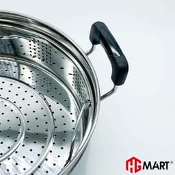Thumbnail Nồi inox 1 đáy HG Mart nắp kính có xửng hấp nấu trên bếp từ [Bảo Hành 12 Tháng] 3