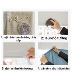 Thumbnail Rèm cửa dán tường Levika xanh dịu lá Bơ hoạt tiết chữ tươi mát, không cần khoan đục giá rẻ 3