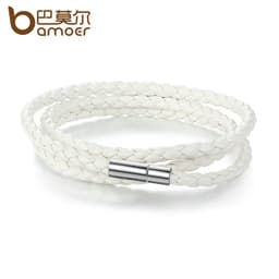 Thumbnail Vòng tay BAMOER PI0063 thiết kế dây da với khóa từ tính có thể điều chỉnh năng động cho nam nữ 3