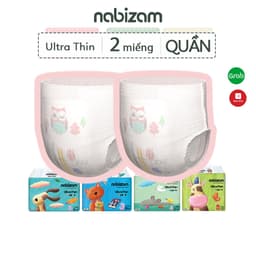 Thumbnail Set 2 Miếng Tã/Bỉm Quần NABIZAM Ultra Thin Mỏng Vượt Trội, Chống Tràn Size M32/L30/XL26/2XL22/3XL20 Cho Bé 6-25kg 1