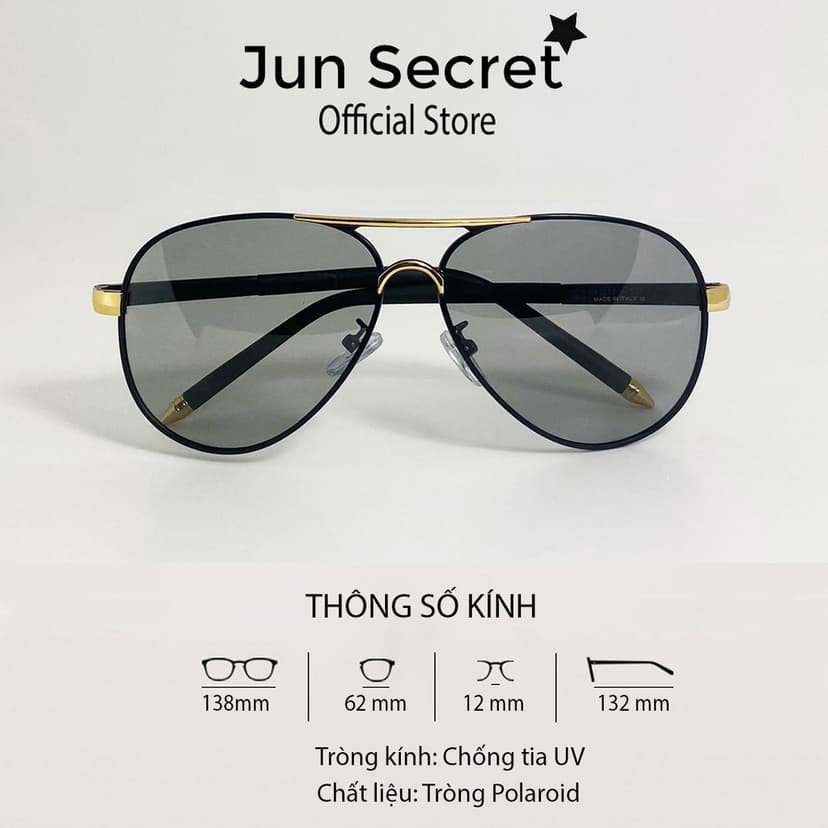 Ảnh Kính mát nam Jun Secret form ôm mặt, tròng kính đổi màu nhẹ khi ra nắng dùng cho ngày và đêm JS85A03 1
