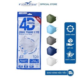 Thumbnail Túi 4D tiêu chuẩn Khẩu trang y tế Famapro KF94 4 lớp kháng khuẩn 10 cái/Bịch 1