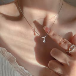 Thumbnail Vòng cổ 17KM từ bạc mặt đính pha lê đơn giản dành cho nữ 3